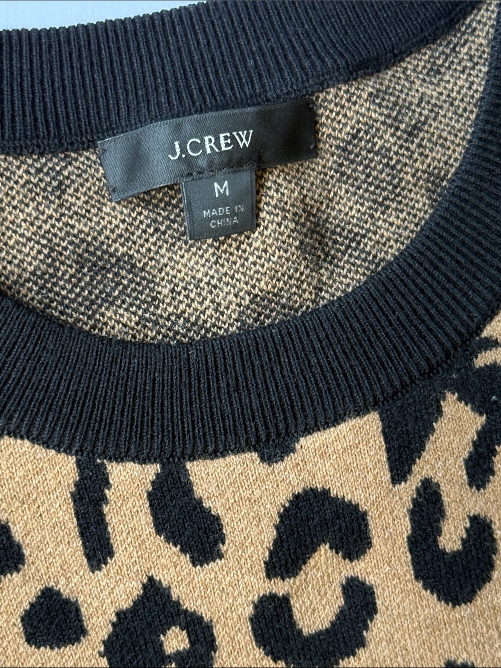 J. Crew Camel/Black Leopard Print Sweater Dress Size Medium - Picture 3 of 12